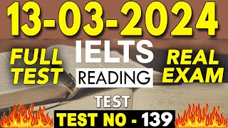 IELTS Reading Test 2024 with Answers  13032024  TEST NO  139 [upl. by Graeme]