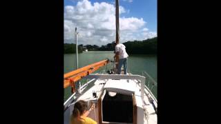 Bolger Sharpie AS29 Lowering the mast by hand [upl. by Llyrad]