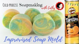 Cold process soap making using improvised soap mold tutorial how to use pringles can 093 [upl. by Airamak]