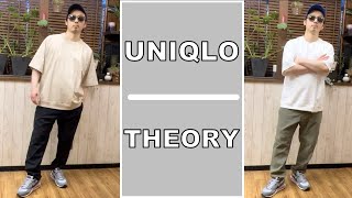 ユニクロ購入品、ユニクロセオリーTHEORY感動イージーパンツLサイズとラグランスリーブTシャツXLサイズ＆Lサイズでコーデしてみた！今年の夏に着たいパンツとTシャツはこれ！コーデは1710から [upl. by Alleinad]