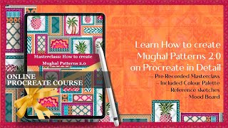 Learn how to create Mughal Patterns on Procreate  Mughal Masterclass 20 Learn with Lakeerein [upl. by Zanze817]