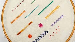 Chain stitch  How to quick video tutorial  hand embroidery stitches for beginners [upl. by Nivert]