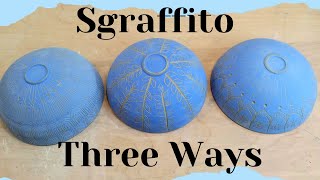 Three different awesome sgraffito patterns relaxing pottery carving [upl. by Bea499]