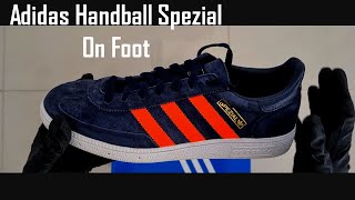 Adidas Comfort amp Style Handball Spezial  NavyOrange  On Foot adidas spezial handball [upl. by Merrick616]