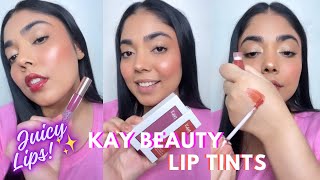 NEW Kay Beauty Lip Tints Honey amp Boujee  Juicy Lips  First Impressions Hand amp Lip Swatch [upl. by Gathard]