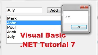 Visual Basic NET Tutorial 7  How to use a Listbox in VBNET [upl. by Ylagam]