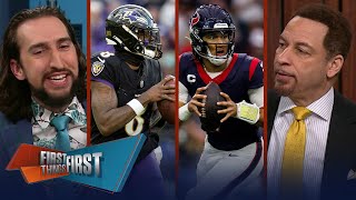 Ravens vs Texans How much pressure is on Lamar Jackson  NFL  FIRST THINGS FIRST [upl. by Enialedam]