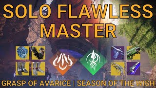 Solo Flawless MASTER Grasp of Avarice in 44 Minutes on Hunter  Season of the Wish Destiny 2 [upl. by Aicissej563]