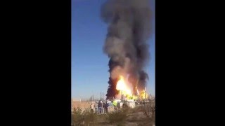 Texas Gas Plant Explosion Anadarko gas refinery near Orla FIRE fight large explotion [upl. by Anifares]