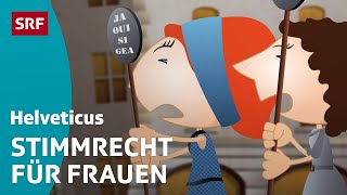 Frauenstimmrecht in der Schweiz  Helveticus  Kindervideos  SRF Kids [upl. by Dorsy14]