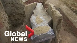 Ancient sarcophagus found under NotreDame cathedral amid restorations [upl. by Anikahs]