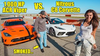 NITROUS C8 CORVETTE SMOKES 1000HP ACR VIPER embarrassed [upl. by Lev243]