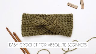 DIY EASY CROCHET HEADBAND EAR WARMER FOR ABSOLUTE BEGINNERS [upl. by Miche]