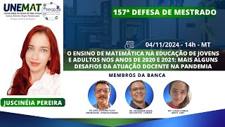 157ª DEFESA DE MESTRADO  PPGECMUNEMAT [upl. by Ateval]