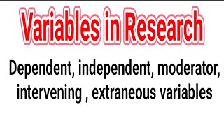 Lecture1Variables and types of variable in Research [upl. by Luoar]