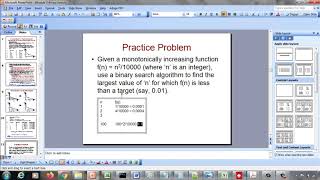 CSC 323 Fall 2020 35 Monotonically Increasing function binary search Practice Problem [upl. by Inasah]