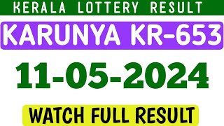 KARUNYA KR653 LOTTERY RESULT KERALA 11052024 [upl. by Reider702]