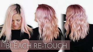 How to do a Bleach Root Retouch  Pastel Pink Hair safely without damage [upl. by Kenny]