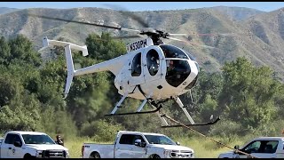 MD530 StartUp Takeoff Test Flight Aerial Marker Balls  Power Lines  Hughes 500 N530PH  N532WC [upl. by Malissia]