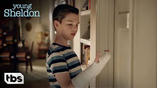 Sheldon Gets A Cast Clip  Young Sheldon  TBS [upl. by Naves390]