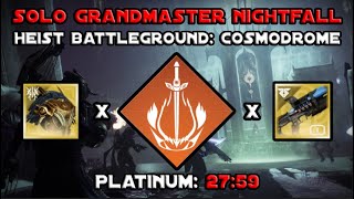 Solo Grandmaster Nightfall  PsiOps Battleground Cosmodrome In 27 Mins  Solar Warlock Destiny 2 [upl. by Adikam]