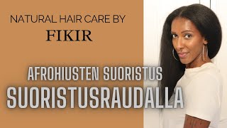 Afrohiustenhoito Afrohiusten suoristus suoristusraudalla  Flat iron natural hair [upl. by Theta]