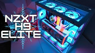 NZXT H9 Elite White Build Update  Vertical GPU Mount AIO Side Mounted Reverse Blade Infinity Fans [upl. by Gustafson711]