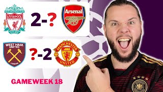 Premier League Gameweek 18 Predictions amp Betting Tips  Liverpool vs Arsenal [upl. by Odnalref]