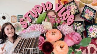 studio vlog  art showandtell distracted by flowers new art prints [upl. by Eelarat]