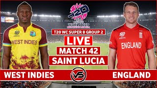 ICC T20 World Cup 2024 Live England vs West Indies Live  ENG vs WI Live Scores amp Commentary [upl. by Nylemaj]