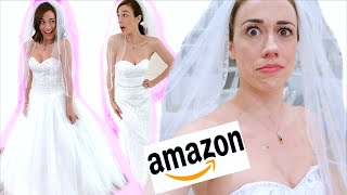 TRYING ON WEIRD AMAZON WEDDING DRESSES [upl. by Sylvia160]