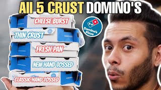 Trying Dominos All 5 Crust  Dominos Fresh Pan Pizza Thin Crust Cheese Burst  Dominos India [upl. by Redmund790]