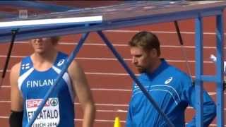 Men´s Javelin Throw Final European Championships Zürich Switzerland 1782014 [upl. by Harragan]