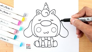 Aprende a dibujar a CINNAMOROLL con Disfraz de Unicornio [upl. by Llechtim759]