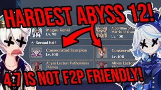 47 Abyss 12 is THE HARDEST YET Best Teams Tips amp Speedrun Genshin Impact [upl. by Moersch200]