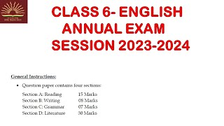 Part 2 CLASS6 English  Annual Exam 2024 Sample Question Paper with Solution KV CBSE  Term2 [upl. by Becket238]