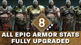 God of War  All Epic Armor Sets  Fully Upgraded Stats Showcase and How to Get The Best Epic Armor [upl. by Rosalie]