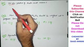 MCQS Analytical Chemistry Multiple Choice QuestionsConcentrationsSolutionsPARTIII BY Saad Anwar [upl. by Ehling]