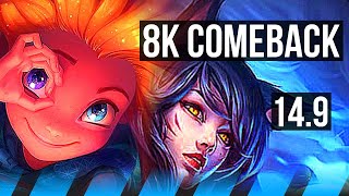 ZOE vs AHRI MID  8k comeback 63k DMG Dominating Rank 13 Zoe  BR Grandmaster  149 [upl. by Schrick]