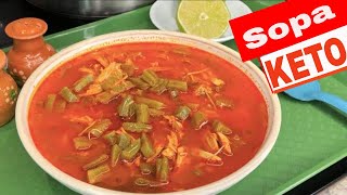 SOPA de POLLO con NOPALES ⎮ cómo hacer Sopa de pollo keto  Recetas de Comida KETO [upl. by Alli]