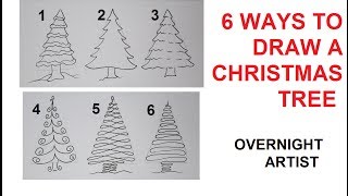 How To Draw Christmas Trees  6 Easy Ways To Draw Xmas Tree [upl. by Mcallister]