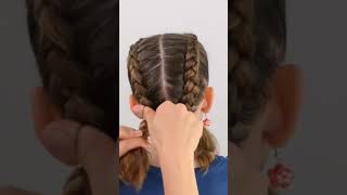 Easy Hairstyle With Dutch Braids For Short Hair 😍 [upl. by Eylrahc]