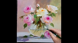 Roses oil painting Vugar Mamedov [upl. by Fasa]