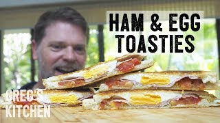 HOW TO COOK HAM AND EGG TOASTIES  Gregs Kitchen [upl. by Akimit]