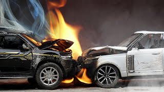 Land Cruiser VS Range Rover Crash Test of Diecast Models  Slowmotion Cars Destruction [upl. by Walden]