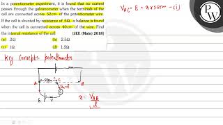 In a potentiometer experiment it is found that no current passes through the galvanometer when [upl. by Nuriel630]