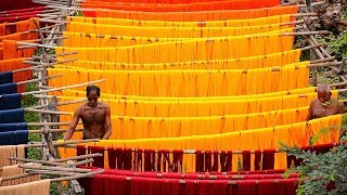 Handloom Weaving traditional dying workProcess of making sarees  Weaving process in india [upl. by Orabel]