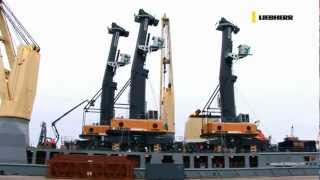 Liebherr LHM Mobile Harbour Crane  Transportation [upl. by Neelear]