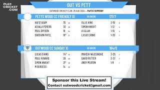 Outwood CC Sunday XI v Petts Wood CC Friendly XI [upl. by Annoyk]