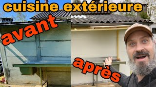 aménagement cuisine extérieure en bois et inox  elle va être SUPER COOL super hack tiktok [upl. by Bree]